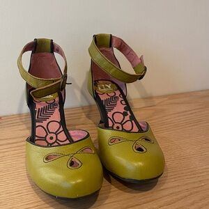 Like NEW! Fly London kitten heel with ankle strap